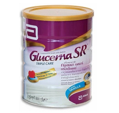 GLUCERNA SR POWD 850 GM สีม่วง-ขาว ดั้งเดิมกลิ่นวนิลา อาหารทดแทนสำหรับผู้ป่วยโรคเบาหวาน