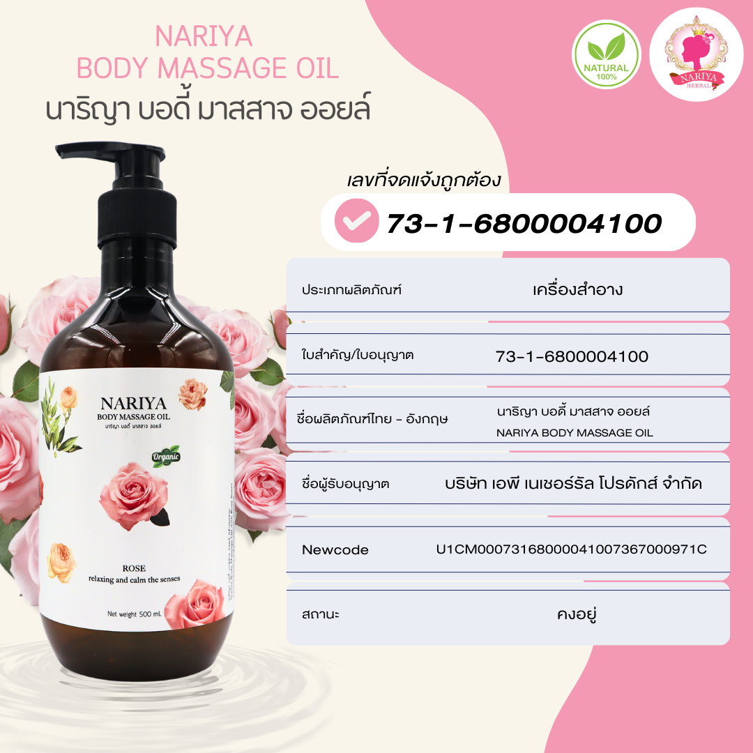 น้ำมันนวดอโรม่า Body Massage Oil กลิ่นกุหลาบ ขนาด 500 1000 มิลลิลิตร น้ำมันนวด นวดผ่อนคลาย SKU-00214