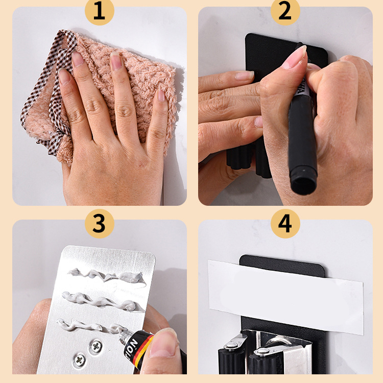 ตะขอแขวนติดผนัง Kingsman สีเทา/ดำ คละสี สำหรับแขวนไม้ถูพื้น ไม้กวาด สแตนเลส 304 พร้อมกาวตะปู [ขายปลีก/ส่ง]