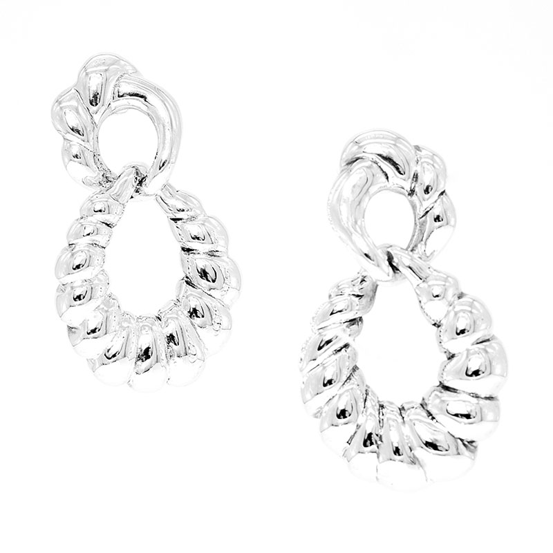 DANGLING WAVE EARRINGS IN 925% STERLING SILVER LIGHT WEIGHT FOR WOMEN GIRL E-2238