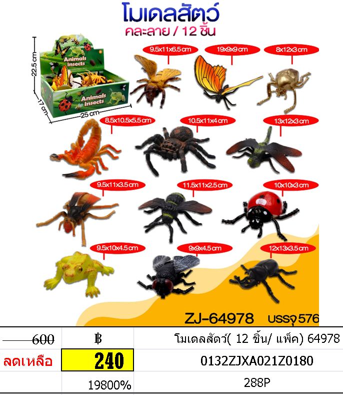โมเดลสัตว์( 12 ชิ้น/ แพ็ค) 64978