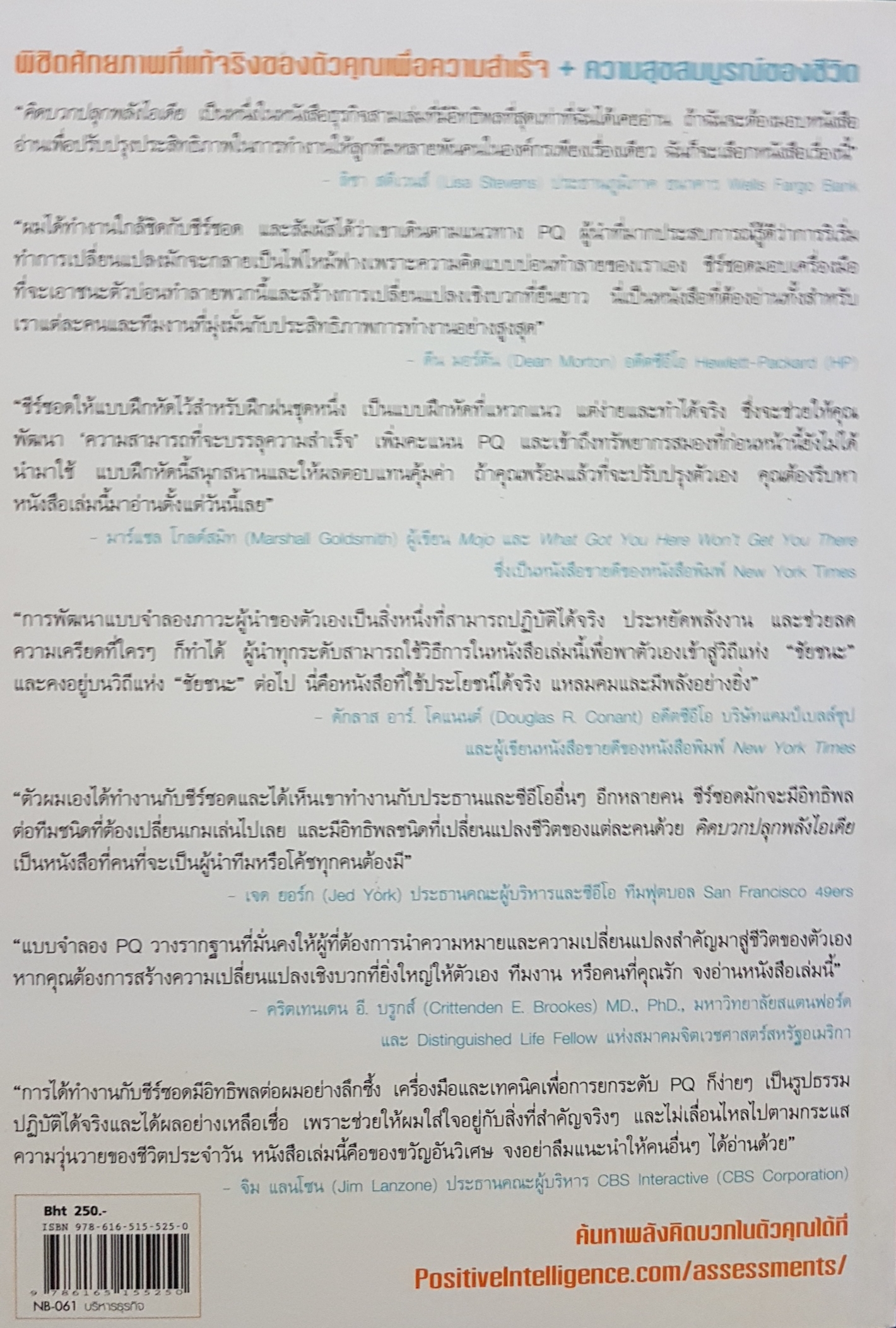 คิดบวก ปลุกพลังไอเดีย Positive Intelligence