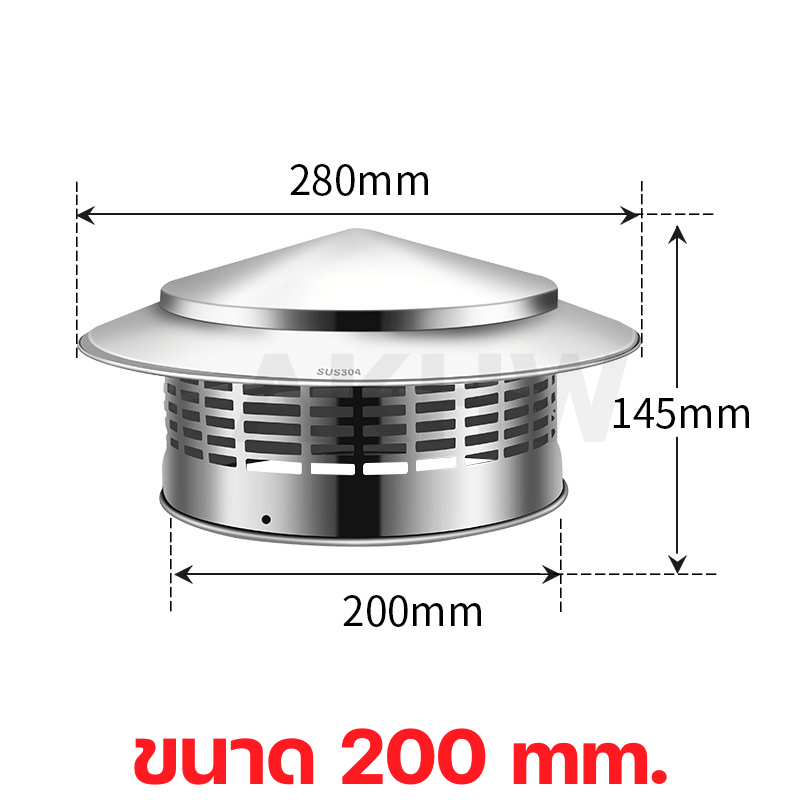 ตะแกรงระบายอากาศบนหลังคา ทรงหมวกจีน KingsMan วัสดุสแตนเลสแท้ SUS304 ไม่เป็นสนิม