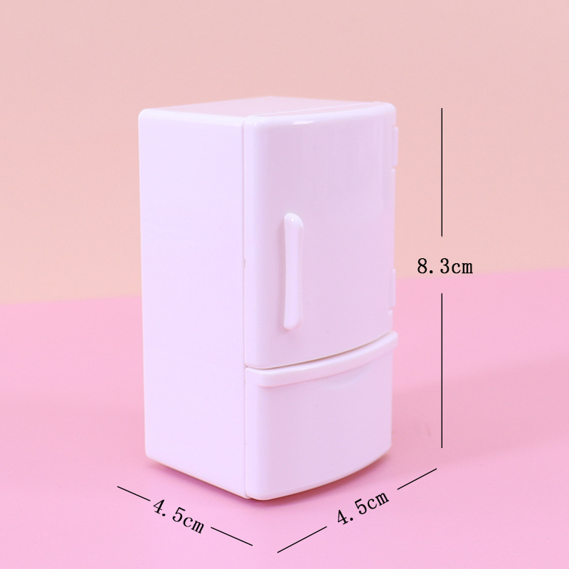 ตุ๊กตามินิจำลองตู้เย็นสีขาวบ้านตุ๊กตาขนาดเล็กกระเป๋าห้องครัวอาหารฉากเล่นอุปกรณ์ประกอบฉาก