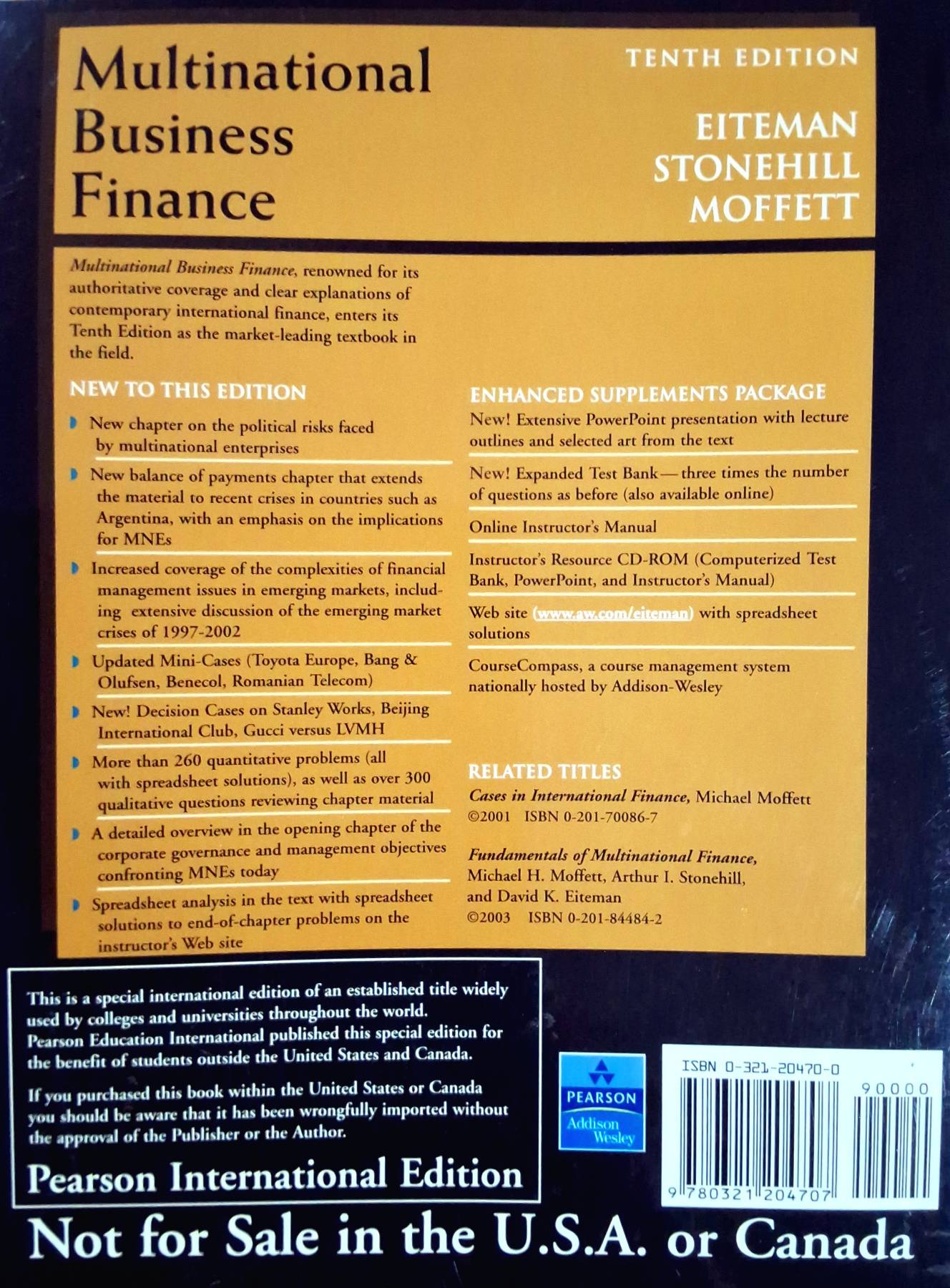 Multinational Business Finance: International Edition Paperback 2003 by David K. Eiteman