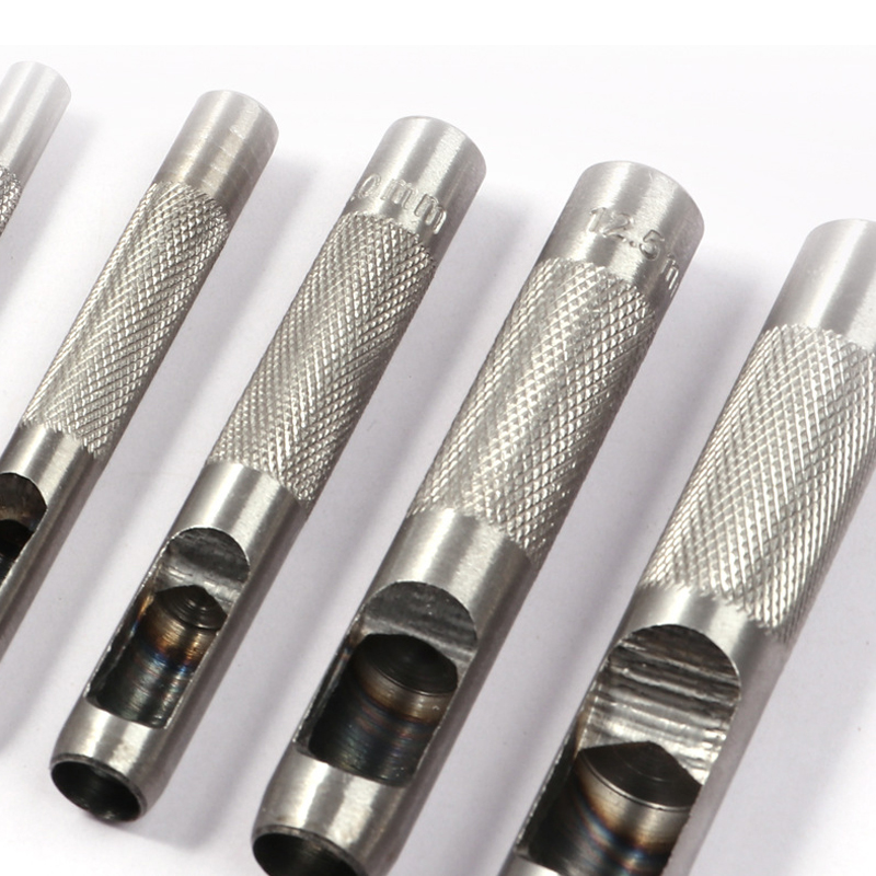 เหล็กตอกเจาะรู(ตุ๊ดตู่เจาะรู) แบบชุด 9 ชิ้น สำหรับเจาะรูเข็มขัดหนัง เจาะสายกระเป๋า ยางบังโคลน [ขายส่ง]