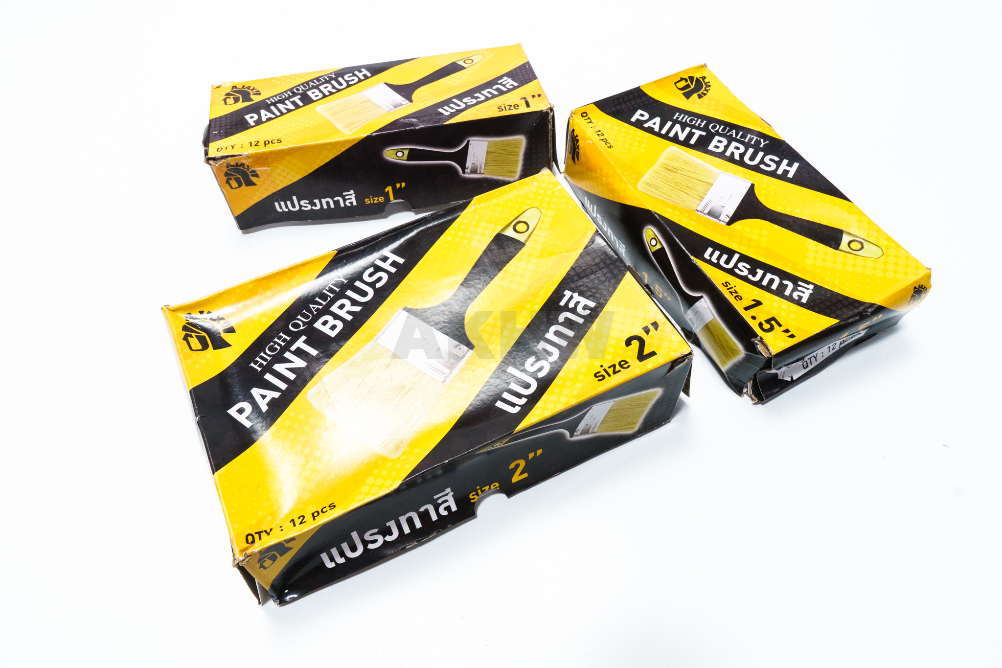 แปรงทาสี AJAX ขนขาว ด้ามไม้ สำหรับทาสีทาบ้าน สีน้ำมัน สีทาไม้ [ขายส่ง]