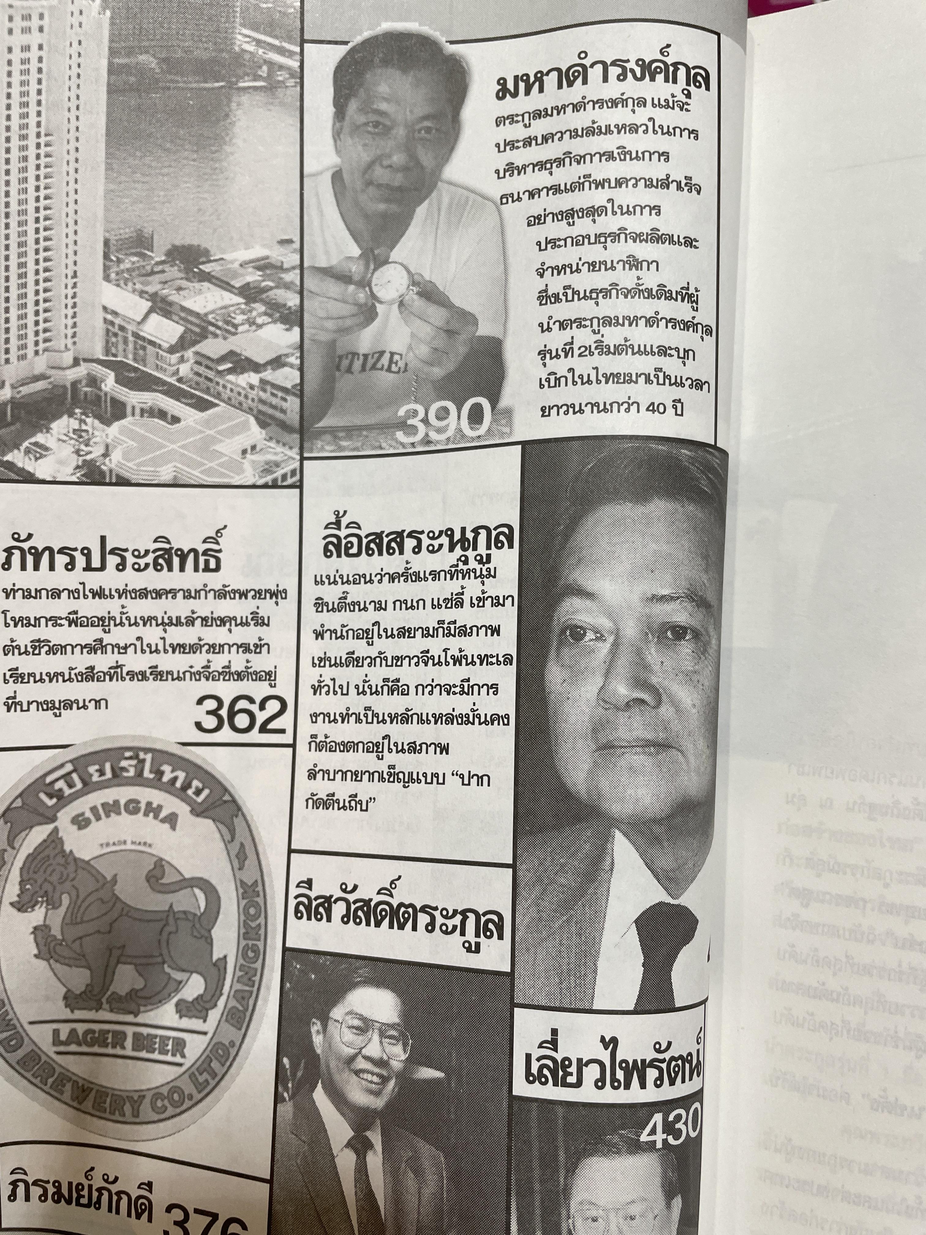 ตำนานชีวิตเจ้าสัว. 55 ตระกูลดัง ภาค 1. จากเสื่อผืนหมอนใบ สู่เส้นทางธุรกิจที่ยิ่งใหญ่ในเมืองไทย ผู้เขียน ธนวัฒน์ ทรัพย์ไพบูลย์