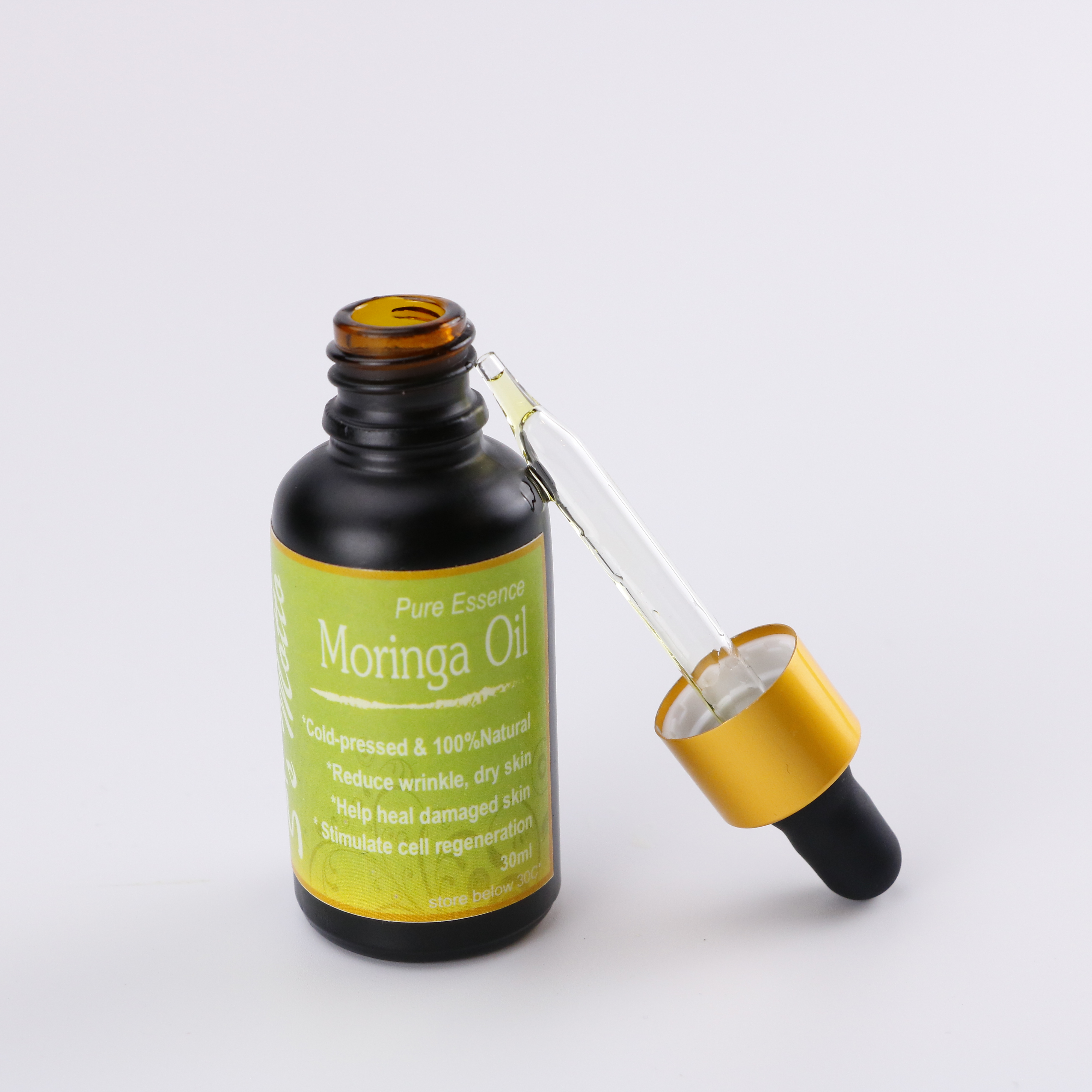 น้ำมันมะรุมบริสุทธิ์ 100% สกัดเย็น ป้องกันริ้วรอย ลดการระคายเคือง Moringa Oil,Cold-pressed