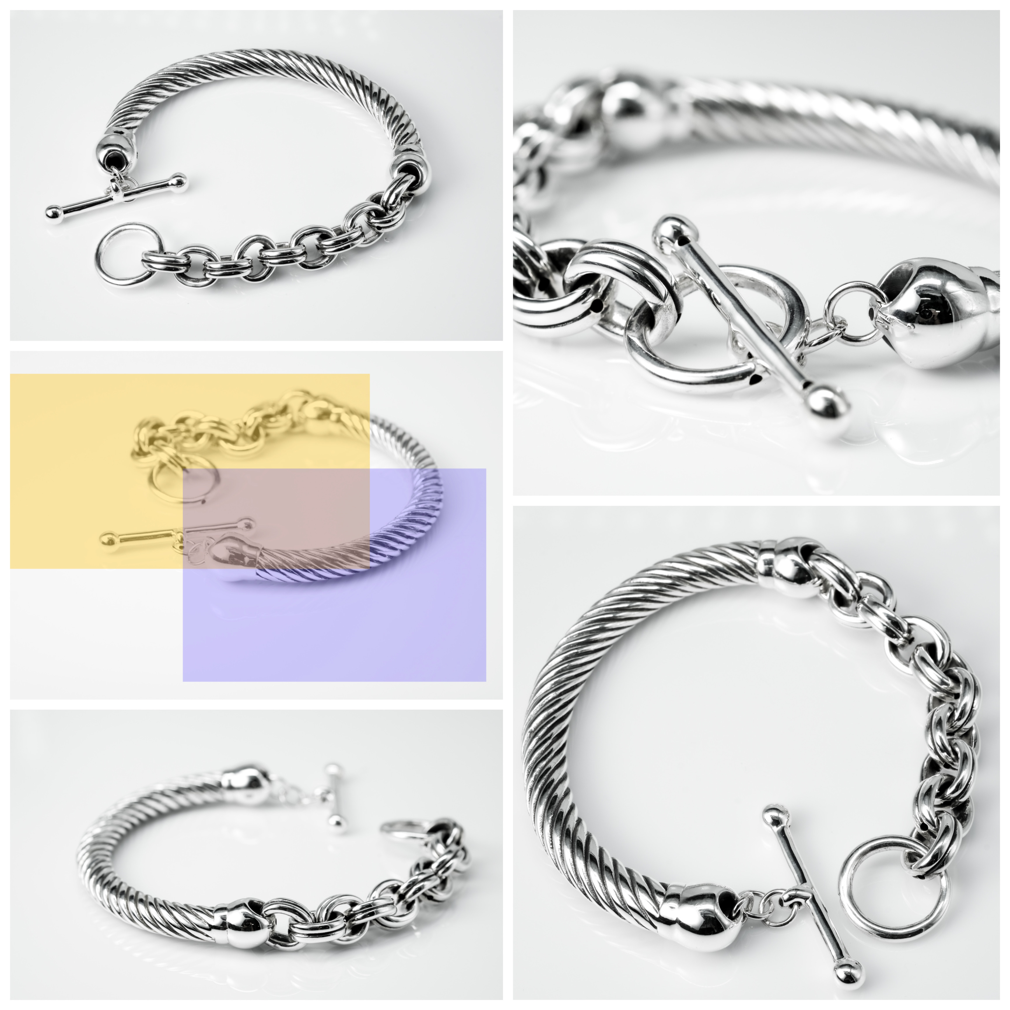 Silver Bracelet 925 sterling Silver Formed Light-Weight For Women.
