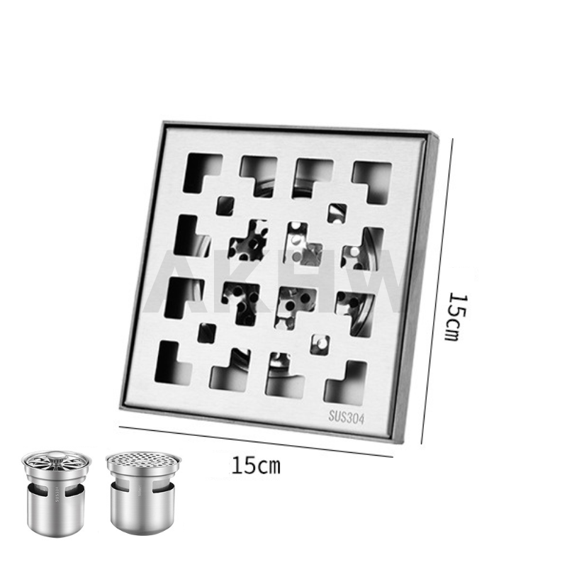 ตะแกรงน้ำทิ้ง ลายเหลี่ยมจีน KingsMan ตะแกรงกันกลิ่น วัสดุสแตนเลสหนา SUS304 ไม่เป็นสนิม [ขายปลีก/ส่ง]