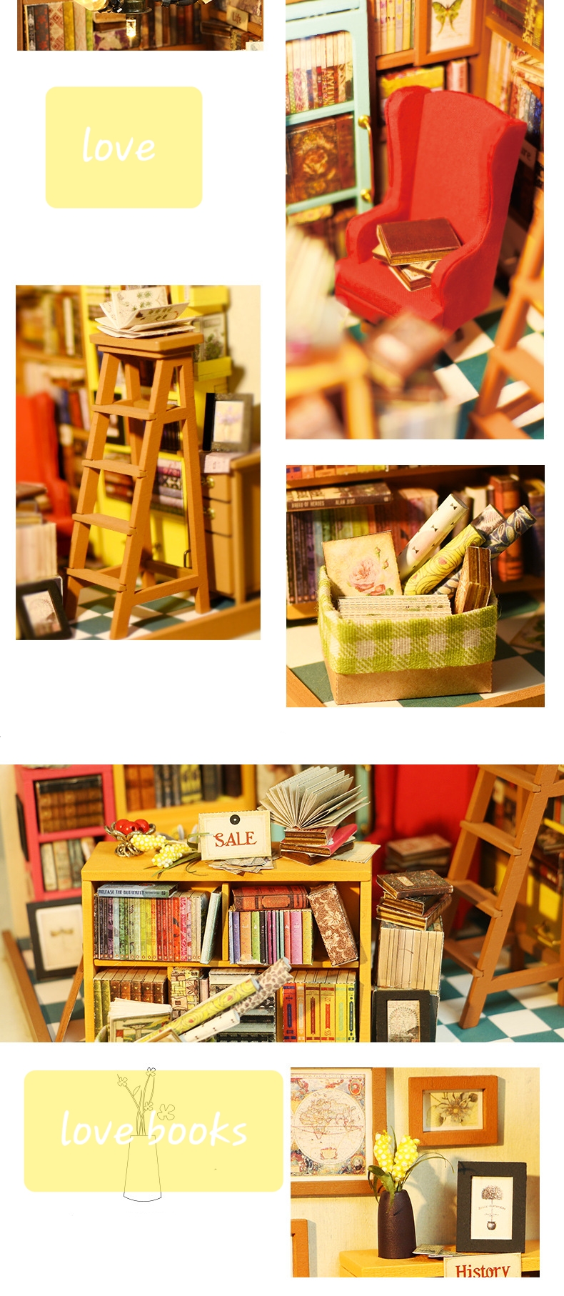 โมเดลห้องหนังสือจำลองสำหรับนักประดิษฐ์DIY HOUSE MINI รุ่น Model Book