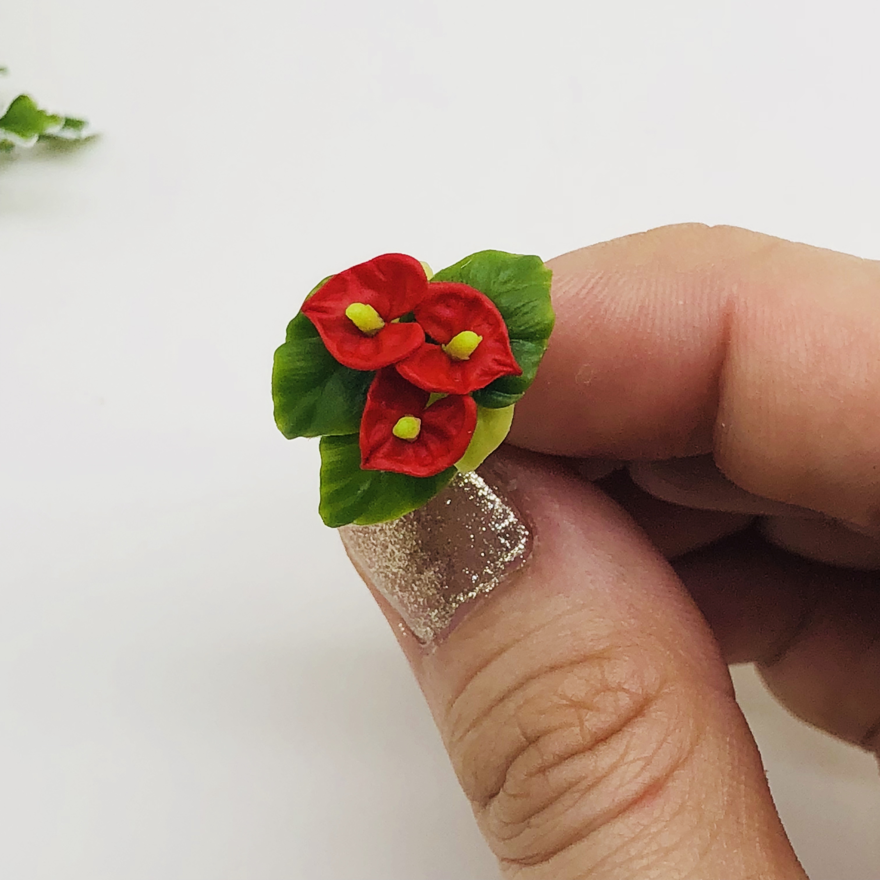 5 ช่อ ดอกหน้าวัวจิ๋ว ไม้ใบจิ๋ว ดอกไม้จิ๋ว งานดินปั้น