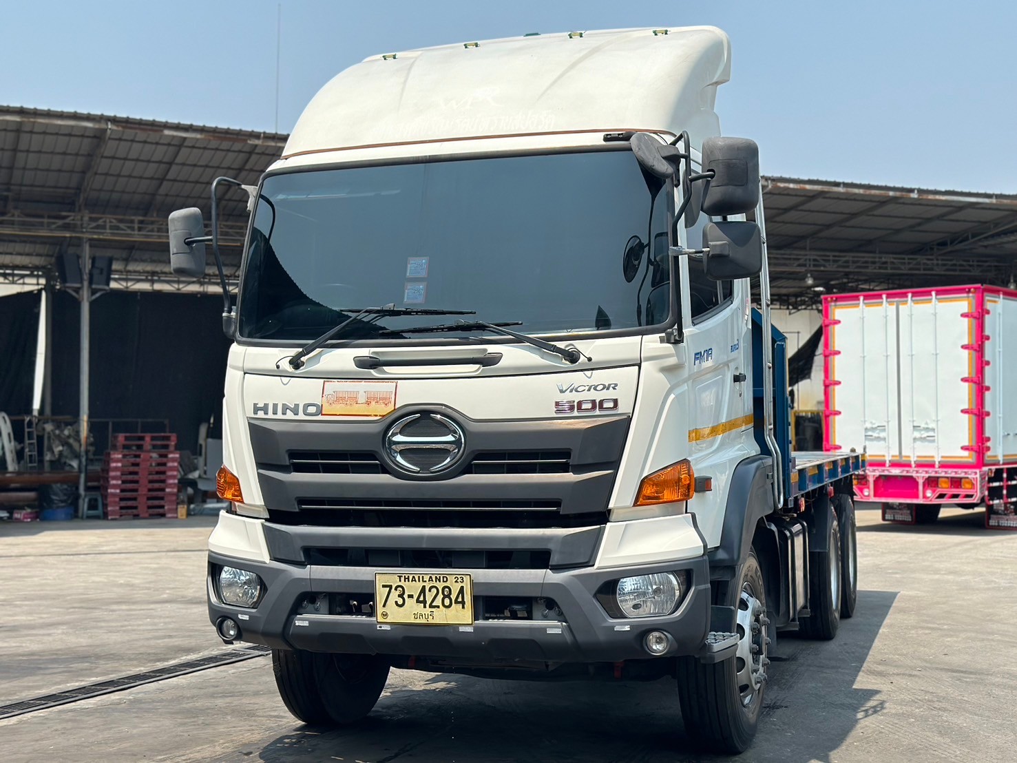 10ล้อพื้นเรียบ6.1ม.2เพลา344แรง มีลำโพงFM1A HINO344Hp ปี2562 ยาว6.1ม. 1.75ล.4284