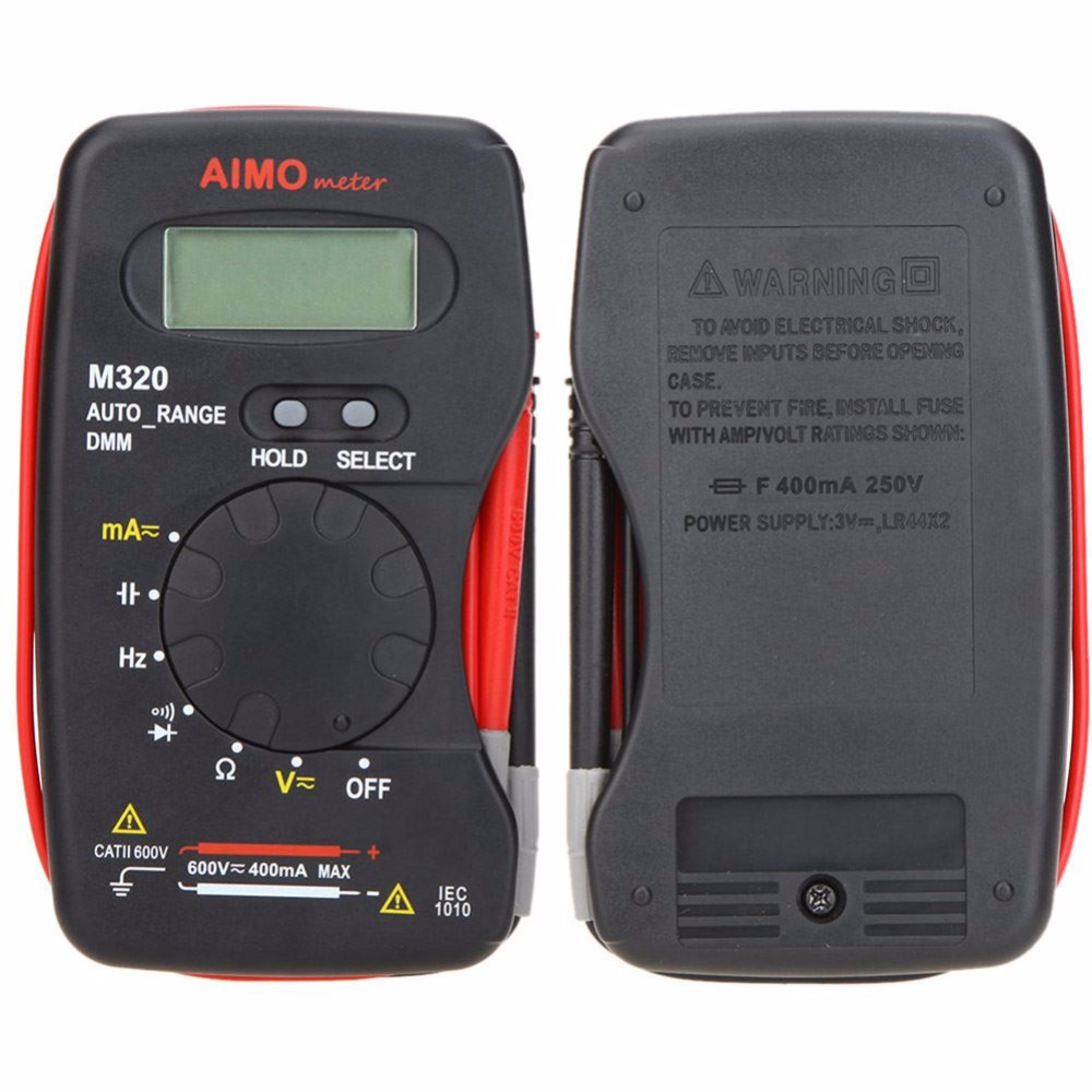 M320 Digital Multimeter DMM Auto Range 4000 Counts Ammeter Voltmeter Ohmmeter with Capacitance Frequency Test (Red)