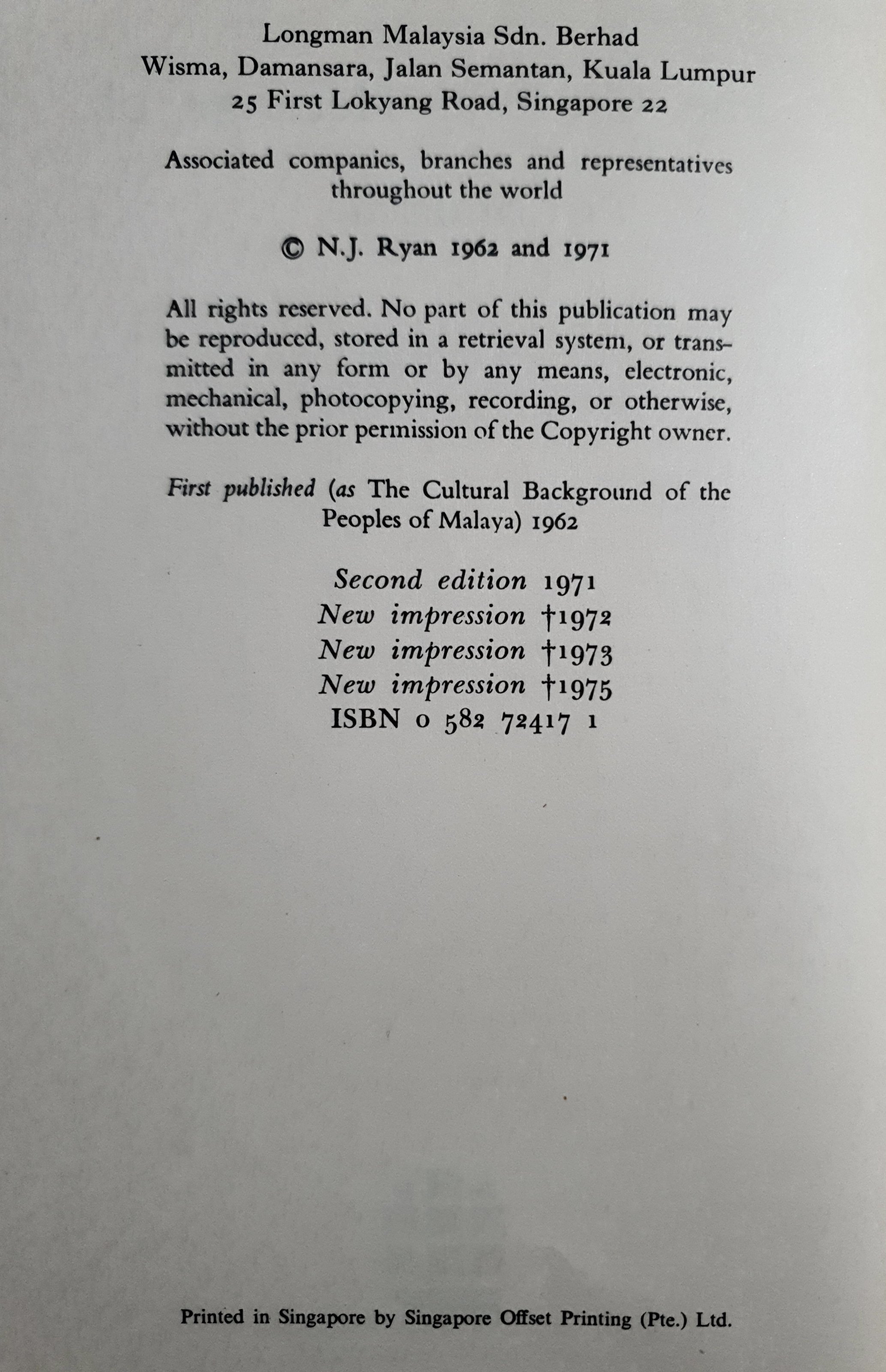 The Cultural Heritage of Malaya Paperback – 1 Jan. 1971 by N.J. Ryan