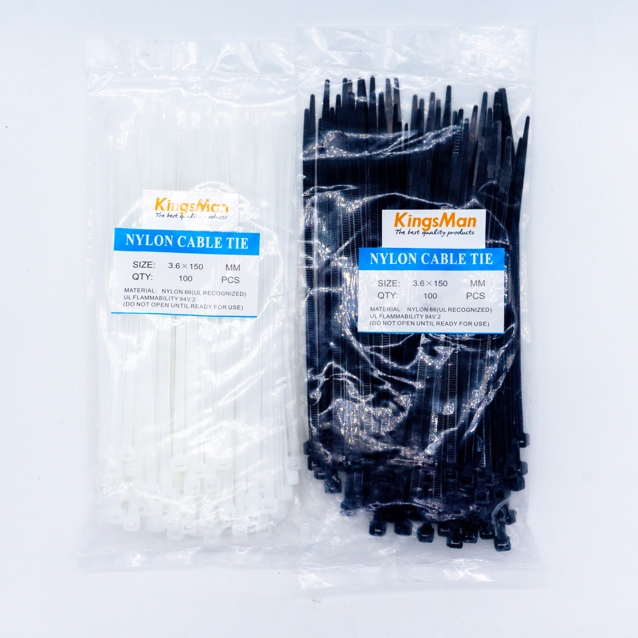 สายรัดเคเบิ้ลไทร์ KingsMan ที่รัดสายไฟ (Nylon Cable Ties) 100 ชิ้น/ถุง