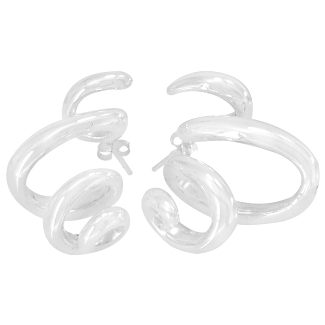 Swirl Stud Earrings Silver Formed Light-Weight For Women Girl.