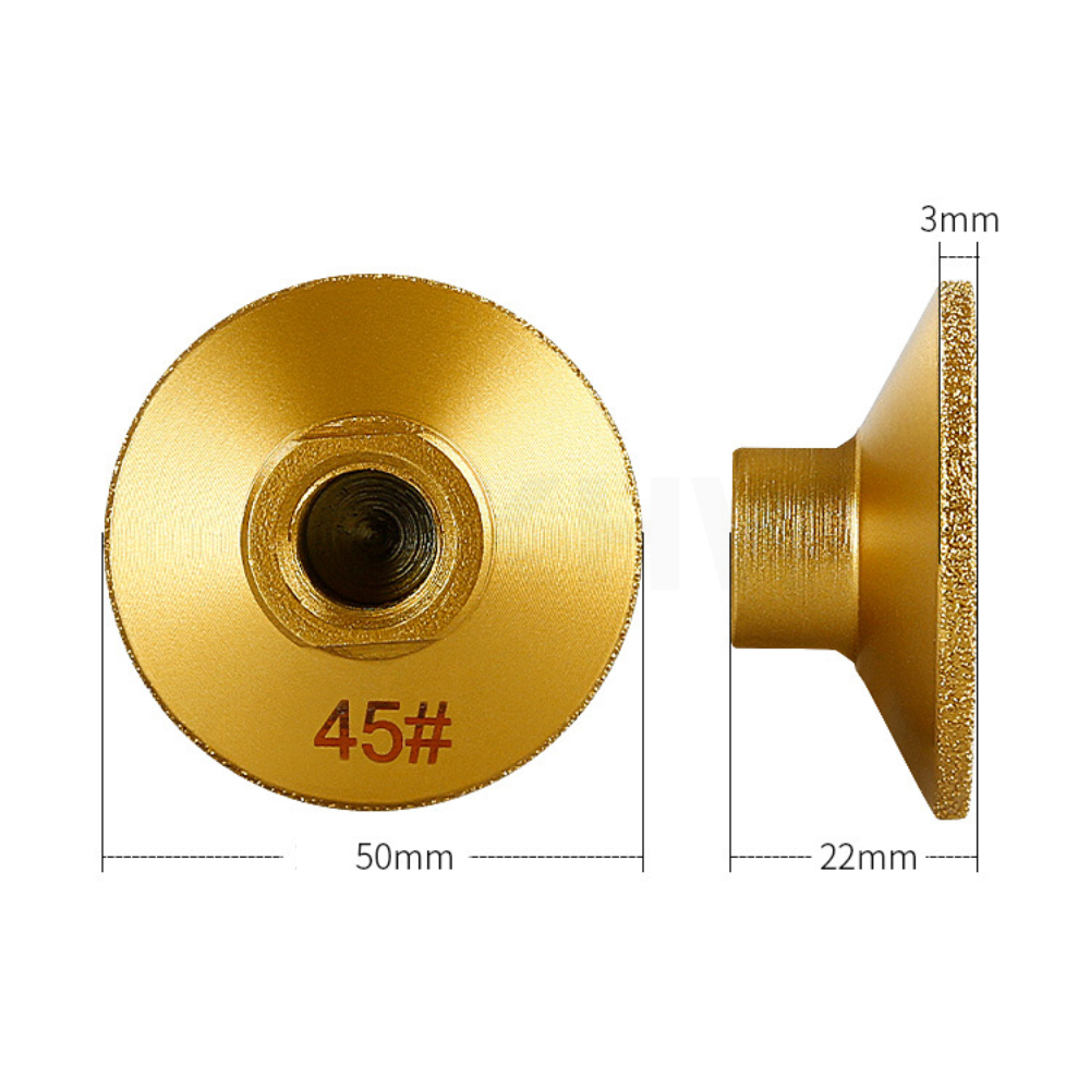 หัวเจียรแบน เจียร์กระเบื้อง/หินอ่อน ยี่ห้อ KingsMan แบนเรียบ หัวเพชรทอง ใช้สำหรับเครื่องเจียร์ เกลียวM10 [ของแท้ ทนทาน]
