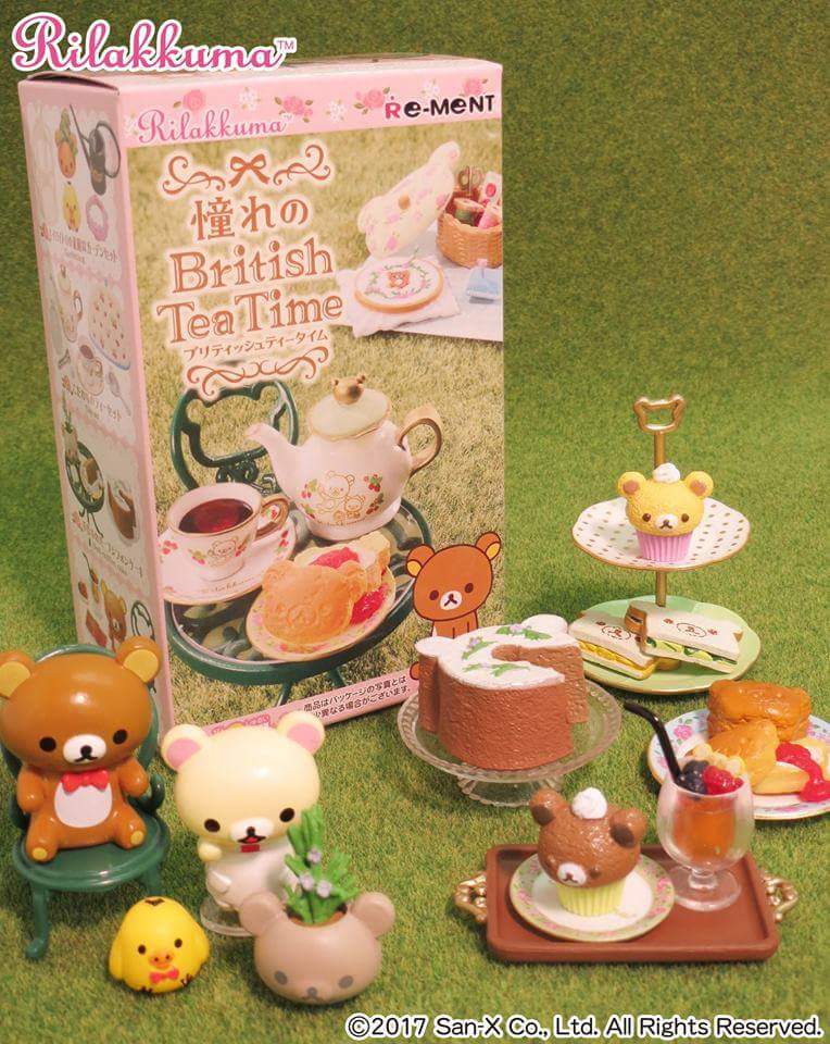 รีเม้นท์ของเล่นของจิ๋วชุดริลักคุมะดื่มน้ำชาในสวนสวย rement Rilakkuma british tea time