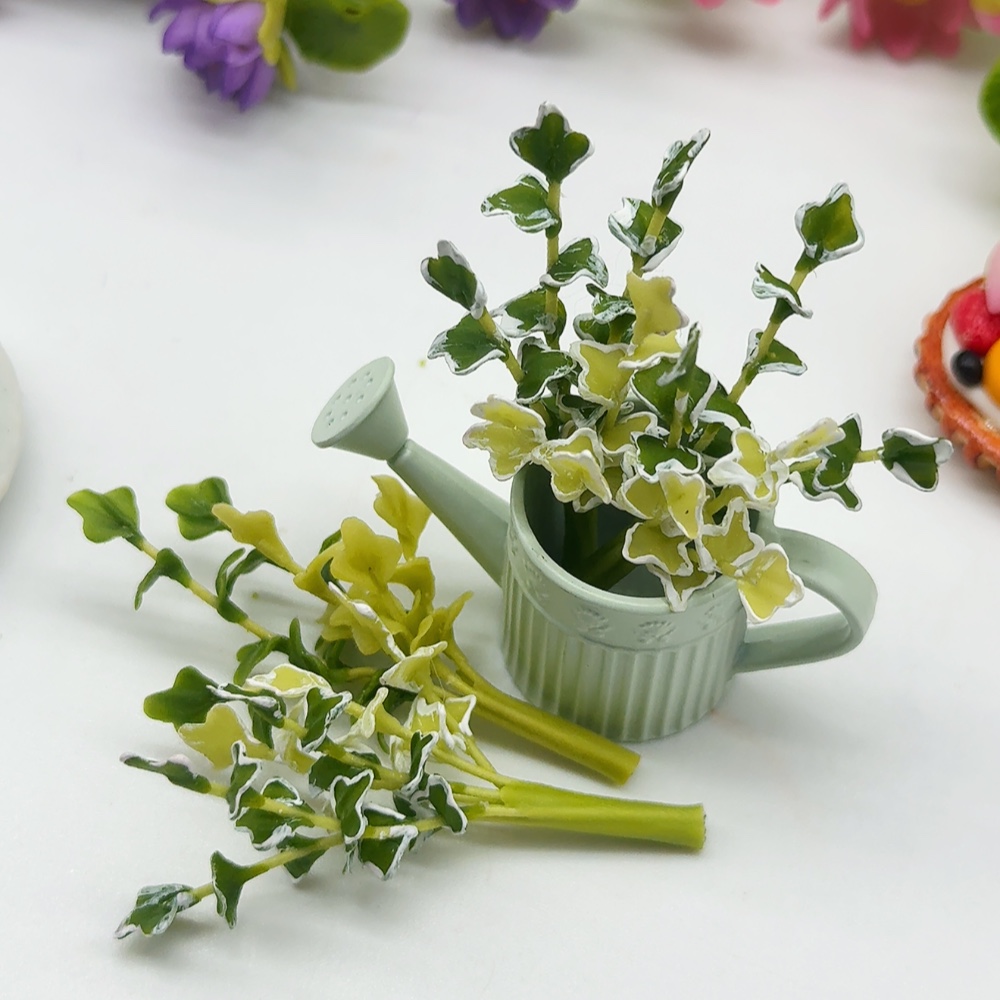 5 pieces Miniature Leaf, Miniature flower without pot (clay)