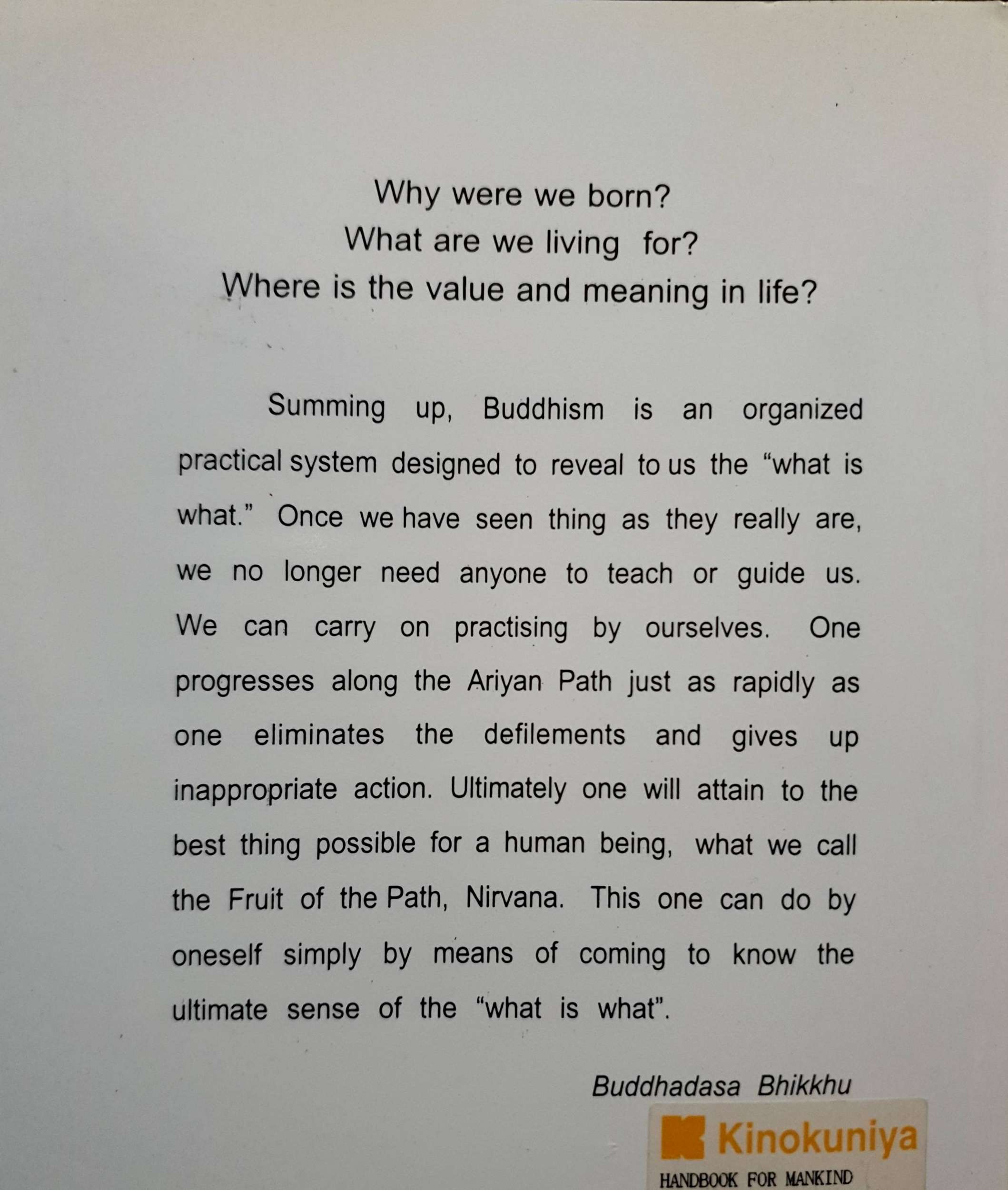 Handbook for Mankind : Buddhadasa Bhikkhu