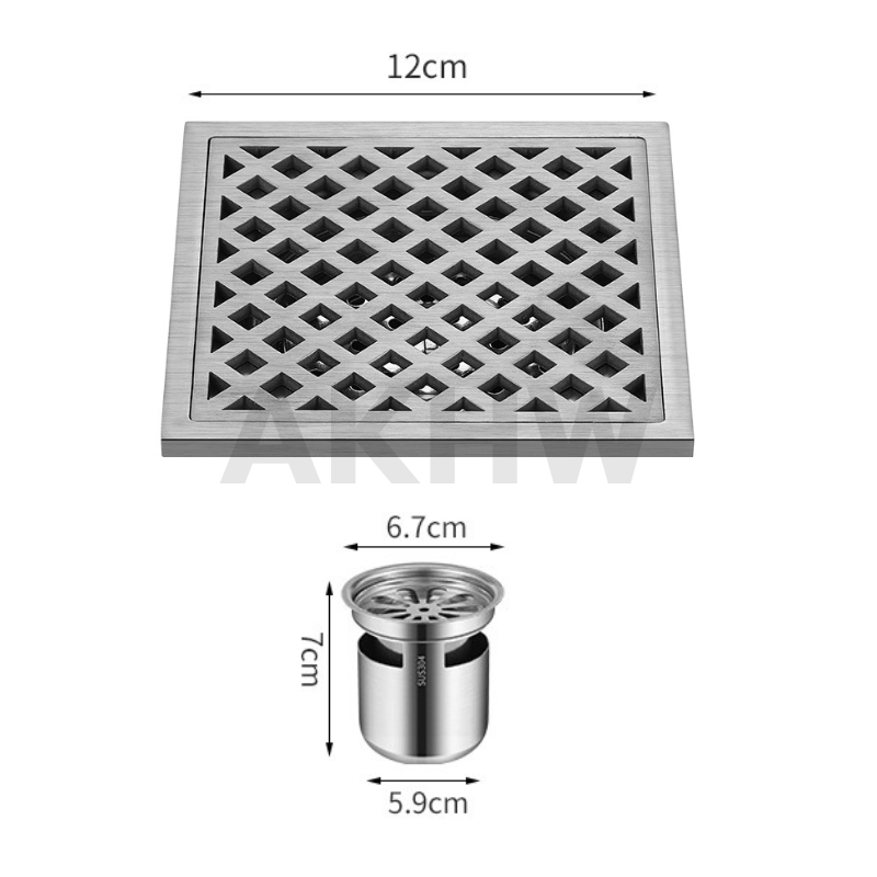 ตะแกรงน้ำทิ้ง ลายตาราง KingsMan ตะแกรงกันกลิ่น วัสดุสแตนเลสหนา SUS304 ไม่เป็นสนิม [ขายปลีก/ส่ง]