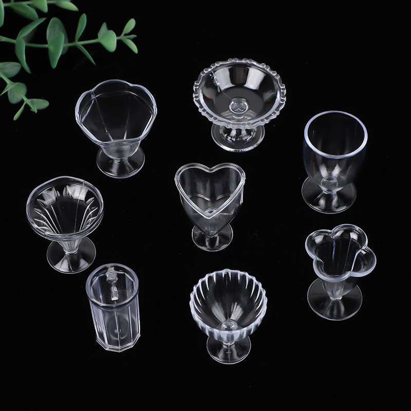 ชุดแก้วจิ๋วสำหรับDIYงานประดิษฐ์ดินปั้นจิ๋วสำหรับนักสะสมและนักประดิษฐ์มินิอาหารและเล่นถ้วยไอศกรีมซันเดย์ถ้วย