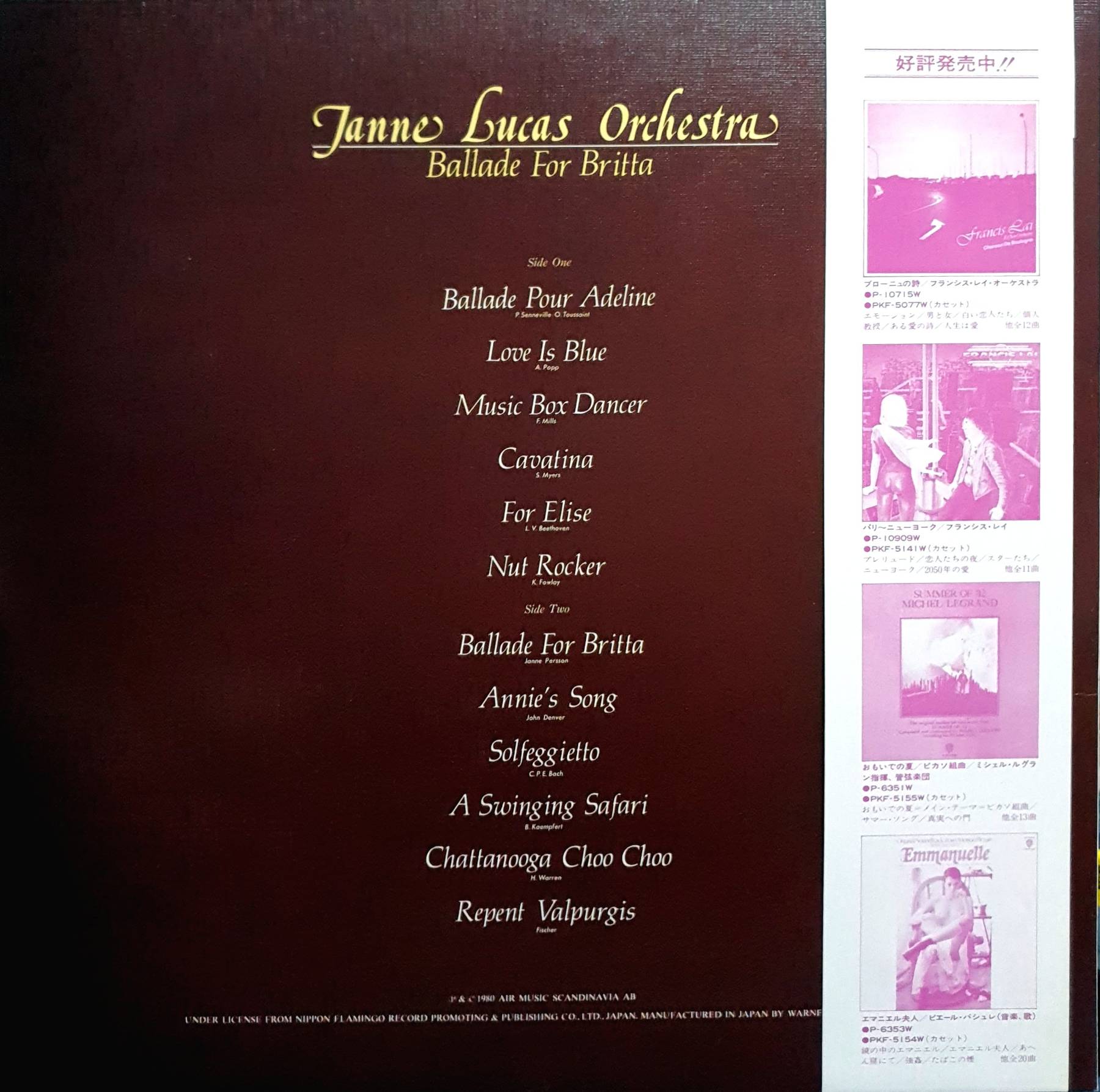 LP, Vinyl, Janne Lucas Band (1980s) - Ballade For Britta