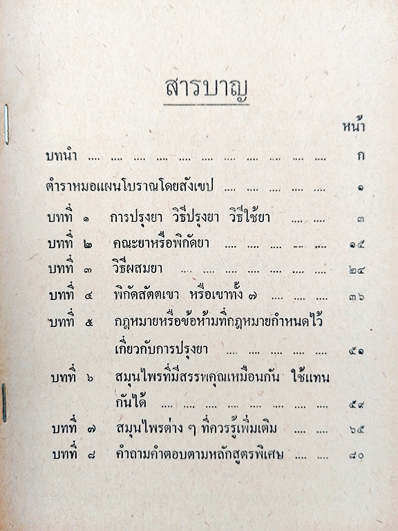 ตำราหมอแผนโบราณโดยสังเขป ทางปรุงยา ตำรายา หนังสือ