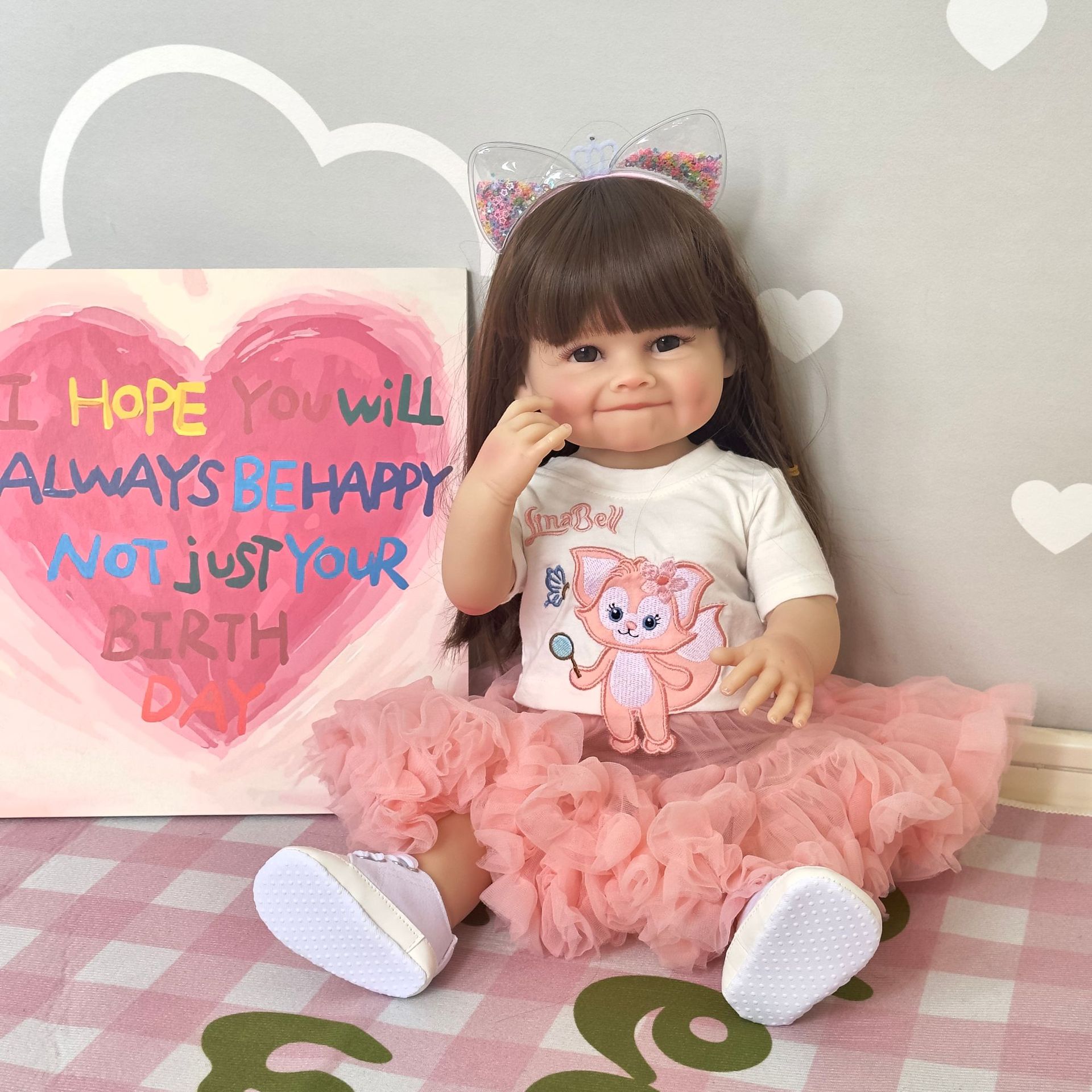 ตุ๊กตาจำลองทารกเบบี๋ในชุดสีชมพูหวานแหว๋วnpk dollแพคเกจอย่างดีเหมาะเป็นของขวัญ