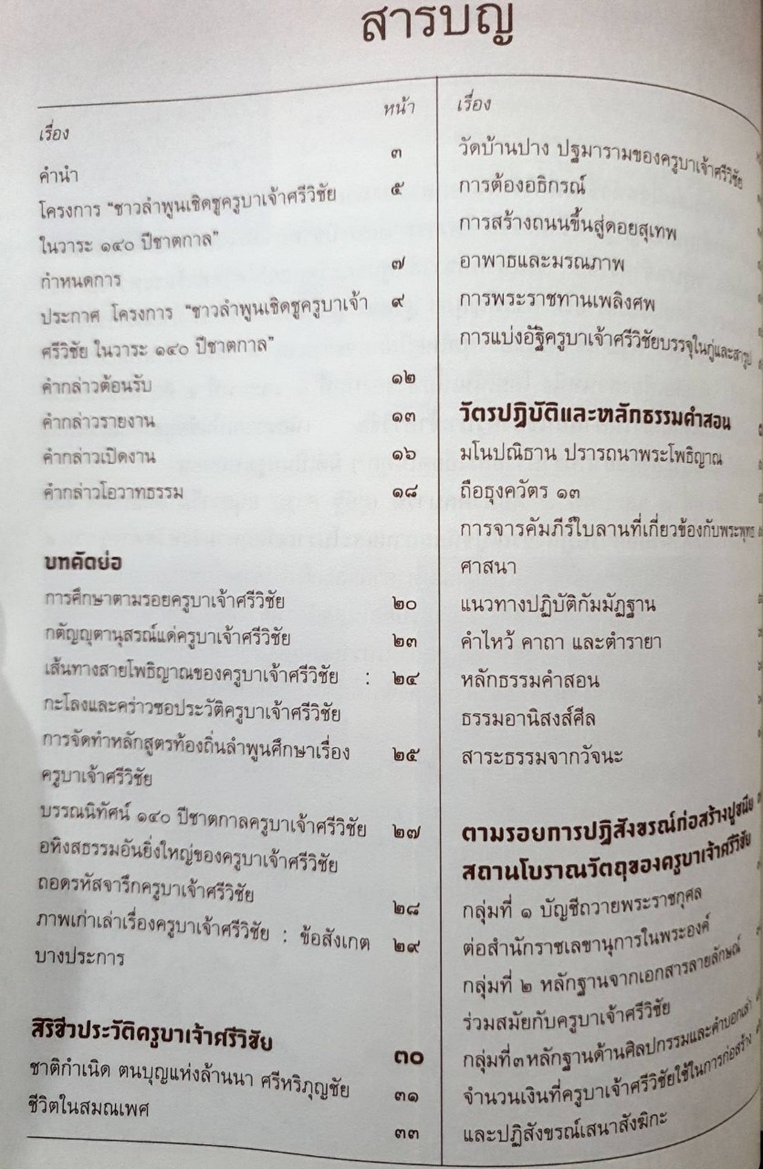 ครูบาเจ้าศรีวิชัย สูจิบัตรเนื่องในงาน โครงการชาวลำพูนเชิดชูครูบาเจ้าศรีวิชัย ในวาระ ๑๔๐ ปีชาตกาล