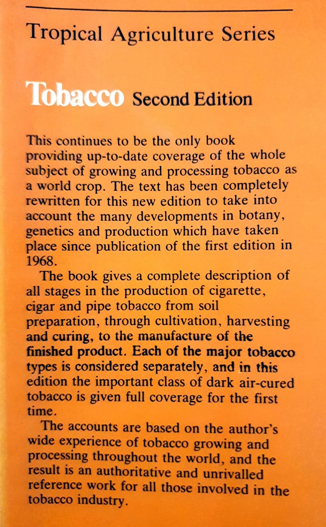 Tobacco (Tropical Agriculture Series) Subsequent Edition