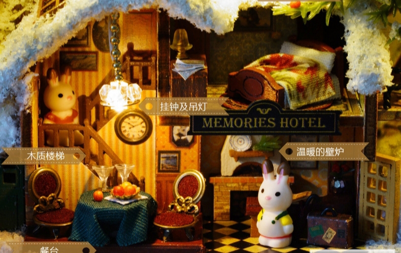 โมเดลจำลองบ้านกระท่อมจิ๋วกล่องเหล็กสีม่วงสำหรับนักสะสมและนักdiyชุดRoam around in winter