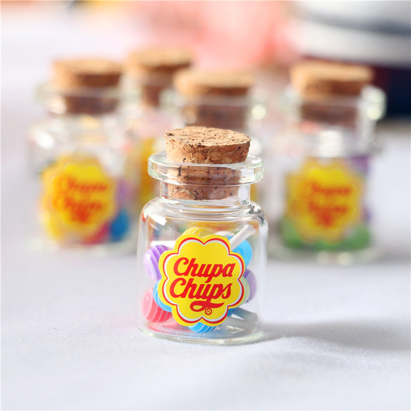 ขนมจิ๋วในขวดแก้วใสสำหรับนักสะสมของจิ๋วและผู้รักการสะสมตุ๊กตาdollhouse