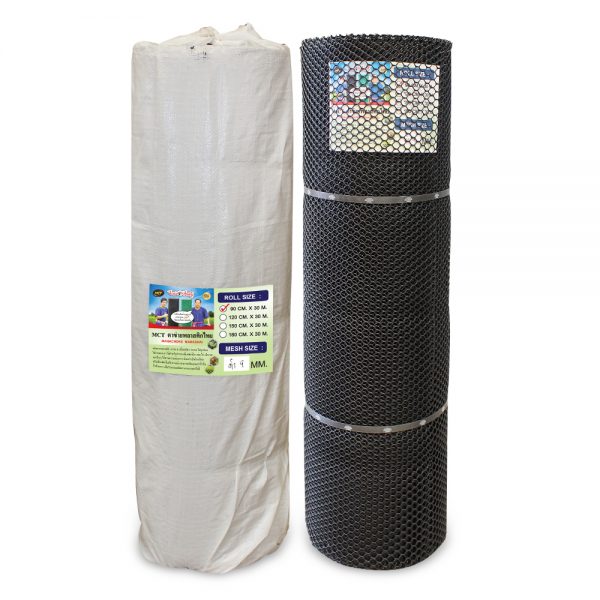 ตาข่ายพลาสติกหกเหลี่ยม PVC ทนทาน 0.9x30 เมตร สีดำ ตาข่ายรั้วสำหรับสวนและก่อสร้าง