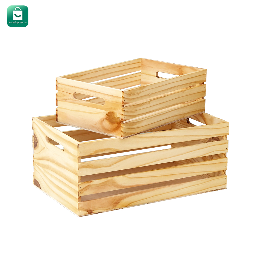 ลังไม้สน LM6 ขนาด 34x44x20ซม. เครือบสี / ลังไม้สน ลังไม้อเนกประสงค์ กล่องไม้ กล่องลังไม้ กล่องไม้ใส่ของ