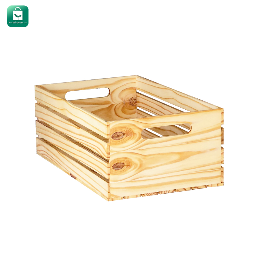 ลังไม้สน LM6 ขนาด 34x44x20ซม. เครือบสี / ลังไม้สน ลังไม้อเนกประสงค์ กล่องไม้ กล่องลังไม้ กล่องไม้ใส่ของ