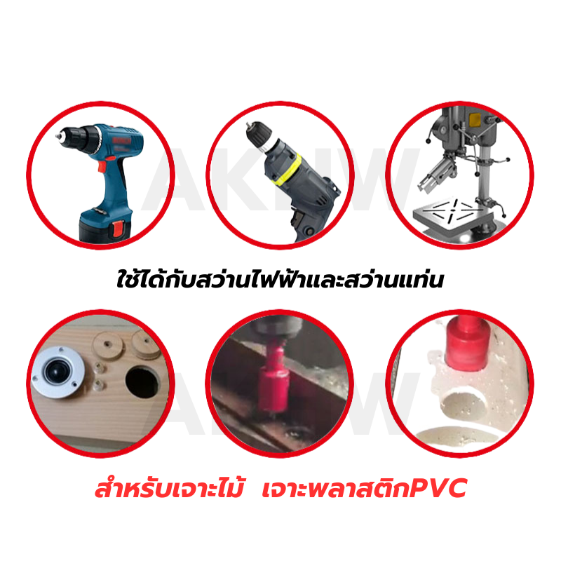 โฮลซอเจาะไม้/เจาะพลาสติกPVC ยี่ห้อ KingsMan วัสดุ BiMetal เกรด M42 แข็งแรง ทนทาน [ขายปลีก/ส่ง]