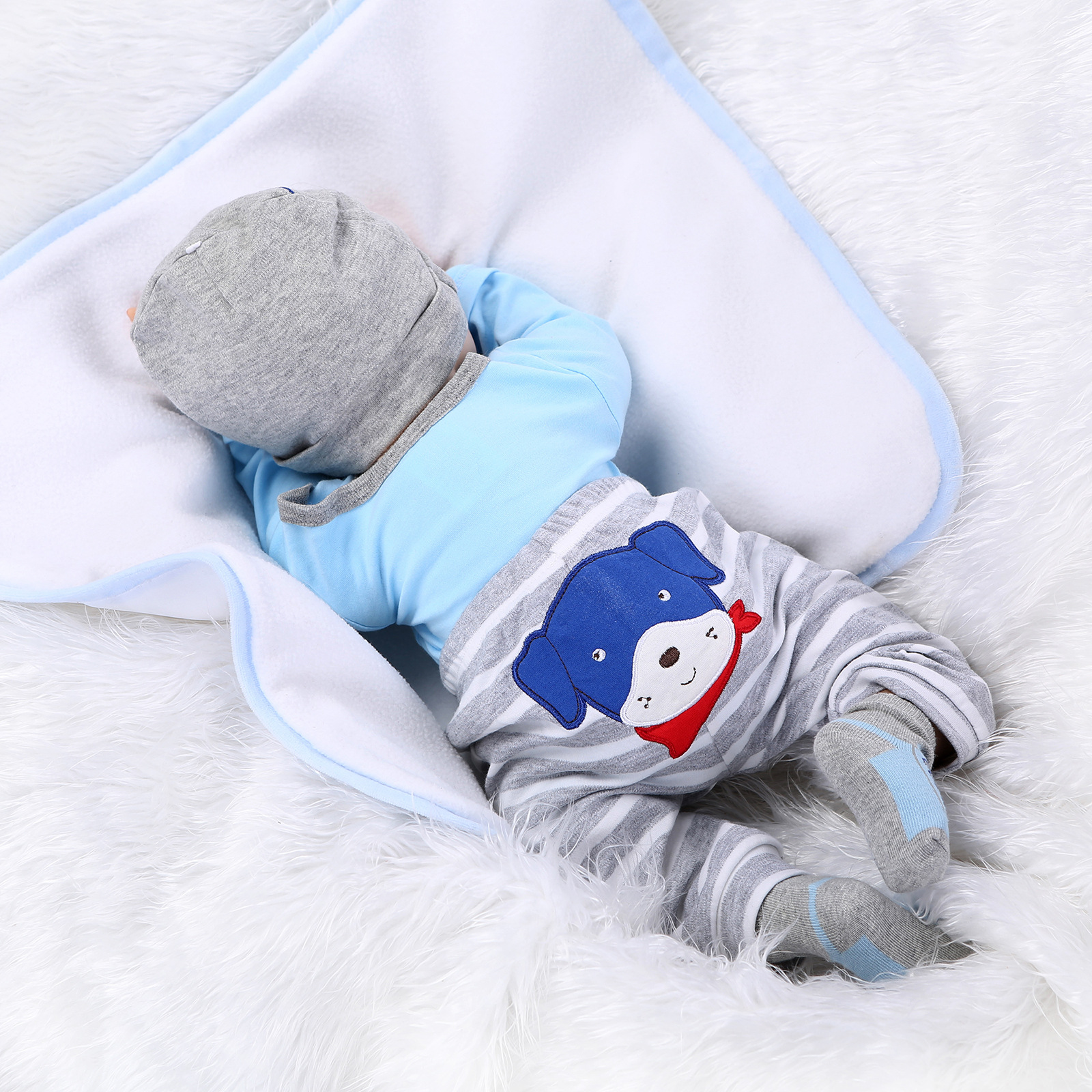 ตุ๊กตาจำลองรีบอร์นดอลล์จำลองเสมือนจริงเด็กชายแรกเกิด Blue boy Doll reborn NPK สำหรับเป็นของขวัญและของเล่นสำหรับเด็กผู้หญิง