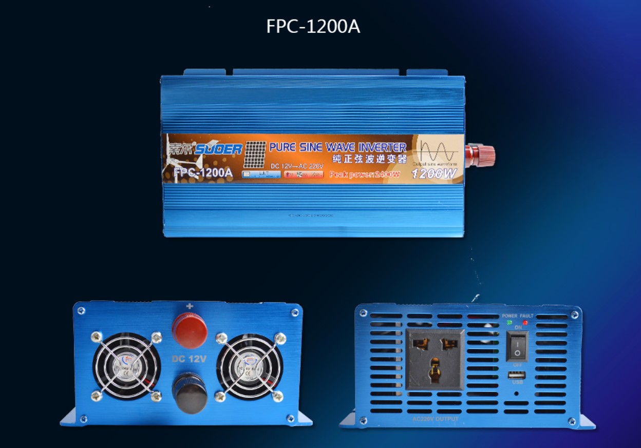 อินเวอร์เตอร์ 12v/24v 1200w SUOER (FPC-1200A/B) pure sine wave