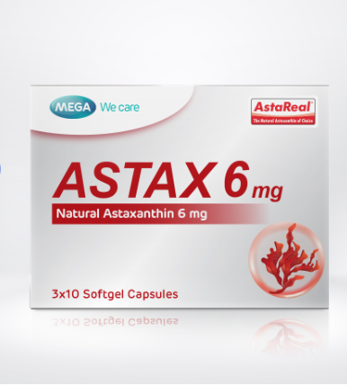 ASTAX 6 mg 3×10 softgel Cap แอสตาแซนธินคอมเพล็กซ์ ธรรมชาติ