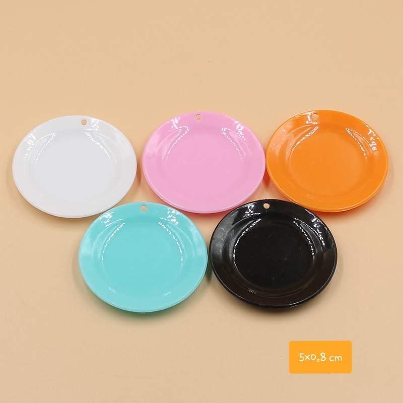 จานจิ๋วสีชมพูสำหรับใส่อาหารเล่นครีมกาวดินเบาอุปกรณ์เครื่องประดับdiyจำลองถ้วยชามสีฟ้าและสีขาวเครื่องปั้นดินเผาสี