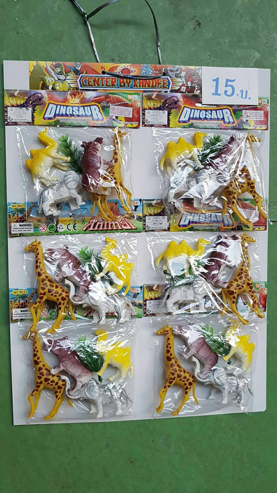 โมเดลสัตว์ 4ตัว ช้าง อูฐ ยีราฟ ฮิปโป