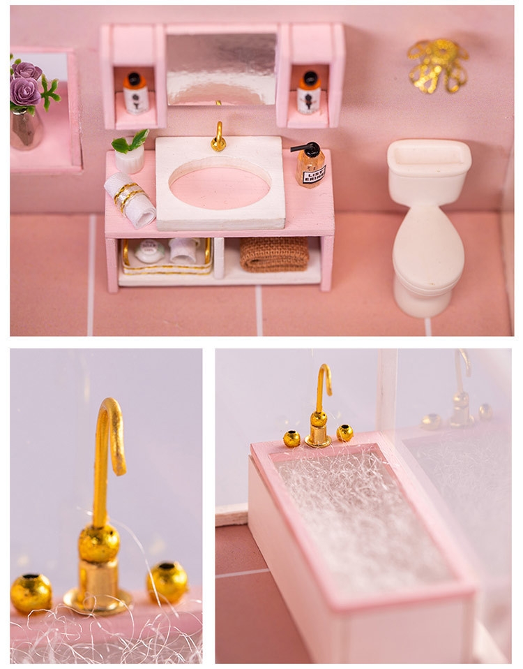 โมเดลบ้านตุ๊กตาจำลองในชุดKnow me DIY Cottage Dream Girl Heart ด้วยแกรนด์เปียโนสีขาวหรูหราสง่างามดั่งเจ้าหญิง