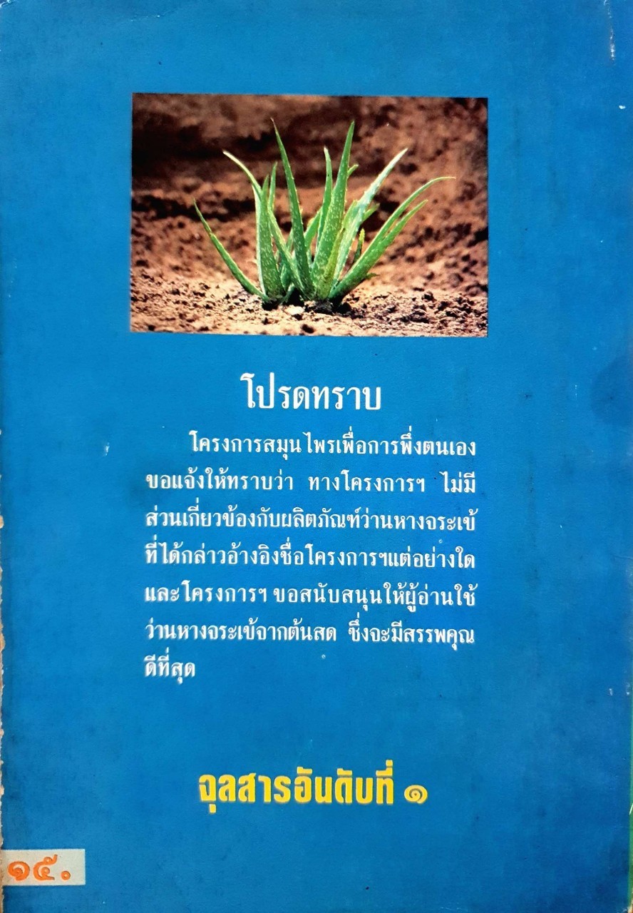 ว่านหางจระเข้ สมุนไพรมหัศจรรย์จากธรรมชาติ : โครงการสมุนไพรเพื่อการพึ่งตนเอง
