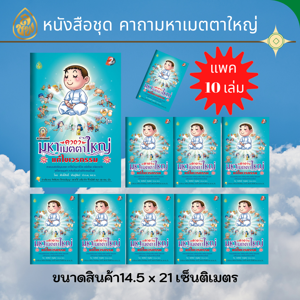 หนังสือสวดมนต์ คาถามหาเมตตาใหญ่แก้ไขเวรกรรม ( แพ็ค 10 เล่ม ) หนังสือธรรมะ บจ.สำนักพิมพ์เลี่ยงเชียง เพียรเพื่อพุทธศาสน์