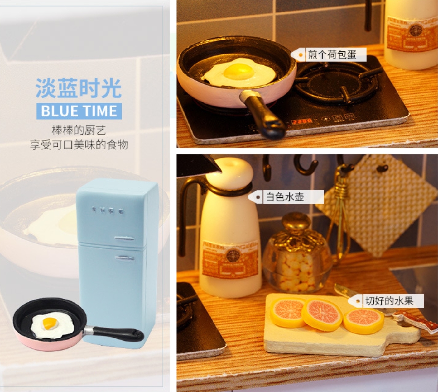 บ้านจำลอง2ชั้นสไตล์ญี่ปุ่นธีมสีฟ้าสำหรับนักประดิษฐ์และนักสะสมโมเดลยอดฮิต