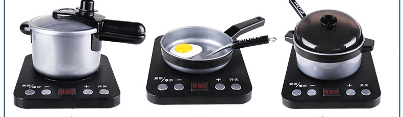 ของเล่นชุดครัวจิ๋วพร้อมเตาไฟฟ้าอุปกรณ์ครบครันสำหรับเด็กเล่นขายของและเล่นทำอาหารจำลอง