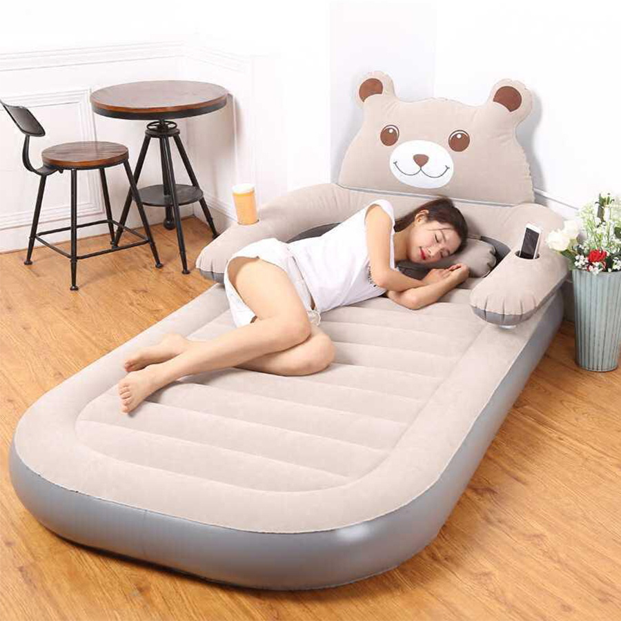ที่นอนเป่าลม รูปหมี ที่นอนลม เตียงเป่าลม เตียงลม air bed เตียงนอนลม ที่นอนลมแบบลอน ที่นอนปิคนิค โซฟาเป่าลม ขนาด 120 x 200 ซม. (เมื่อเป่าลม) HC-016